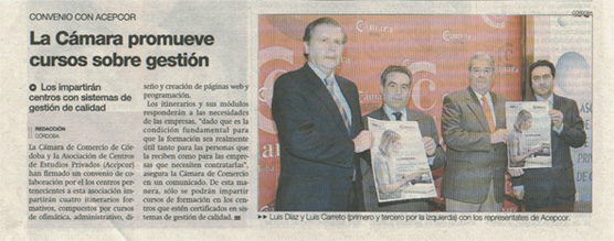 La firma del convenio es recogida en el Diario Córdoba