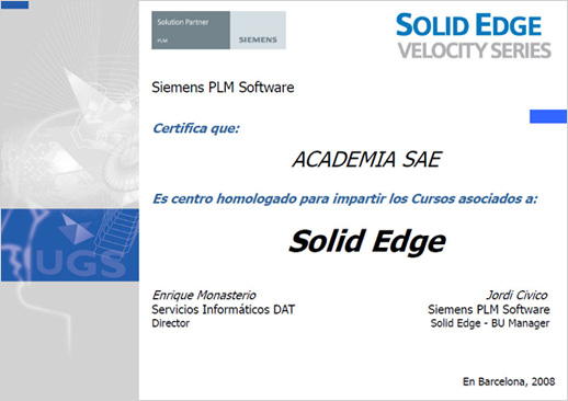 Academia SAE es centro homologado para impartir cursos de Solid Edge